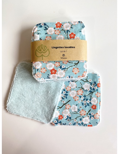 Lingette bleue fleur de cerisier